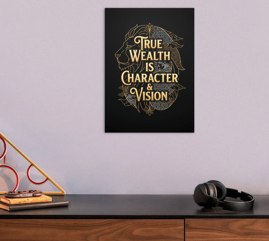 Lion Head with Inspirational Quote — metal poster wall art by Lineer